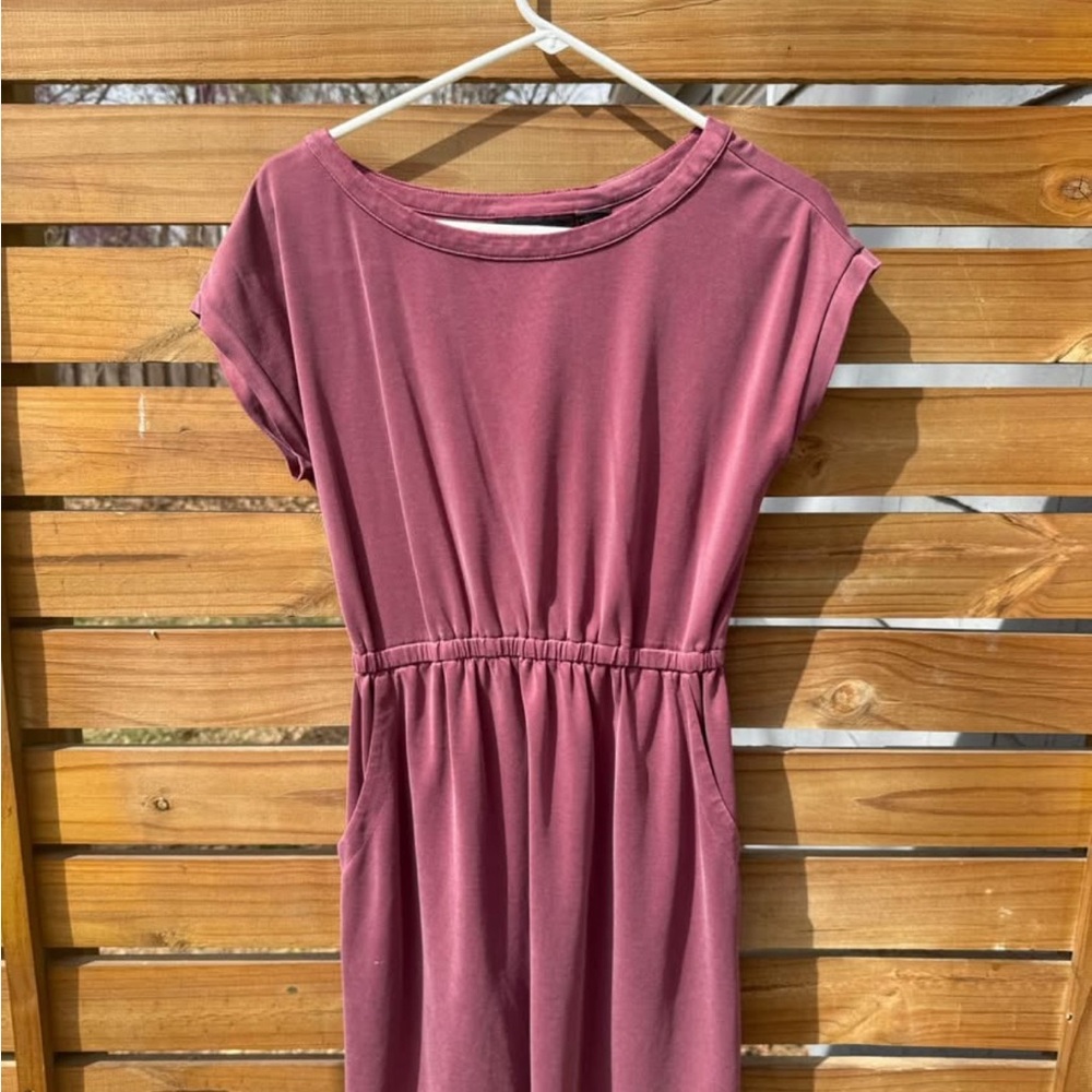 Elastic Waist Casual Mauve Dress